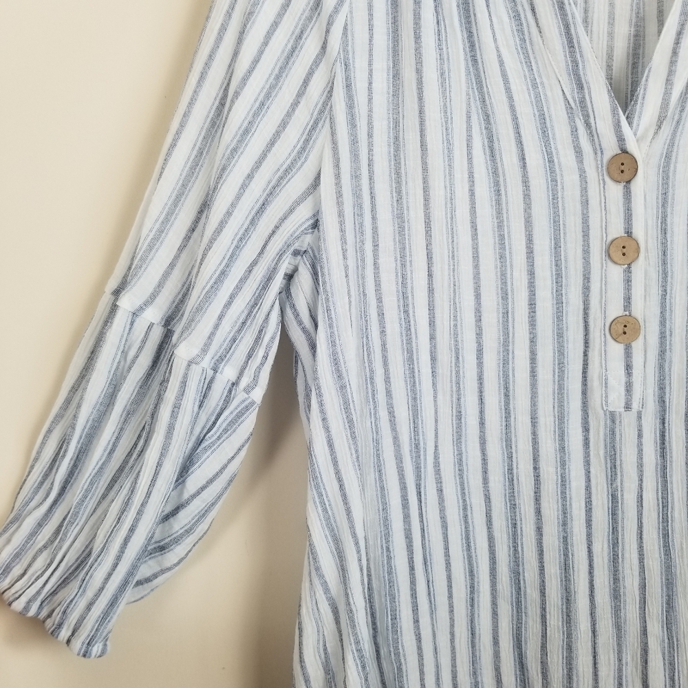 Como Blu 3/4 Sleeve Striped Top Size XL - Picture 3 of 6